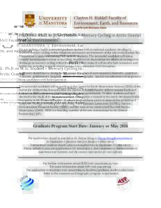    	
   POSTING:	
  	
  Ph.D.	
  or	
  M.Sc.	
  Student	
  –	
  Mercury	
  Cycling	
  in	
  Arctic	
  Coastal	
   Marine	
  Environments	
  