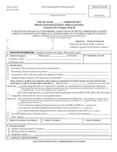 State Tax Form 2  The Commonwealth of Massachusetts Assessors’ Use only