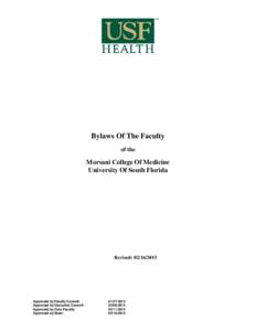 Bylaws Of The Faculty of the Morsani College Of Medicine University Of South Florida