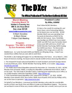 The DXer  March 2015 The Official Publication Of The Northern California DX Club March Meeting