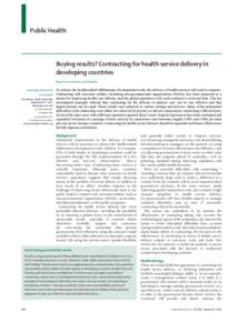 Buying results? Contracting for health service delivery in developing countries