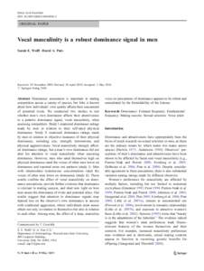 Behav Ecol Sociobiol DOIs00265ORIGINAL PAPER  Vocal masculinity is a robust dominance signal in men