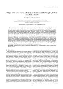 Earth Planets Space, 56, 151–162, 2004  ¨ Origins of the lower crustal reflectivity in the Lutzow-Holm Complex, Enderby Land, East Antarctica