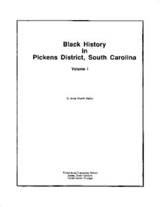 Black istory rn Pickens District, South Garolina VolumeI