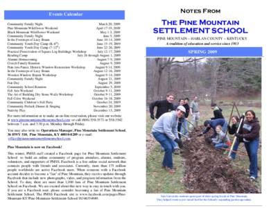 Settlement schools / Environmental education in the United States / National Register of Historic Places in Harlan County /  Kentucky / Pine Mountain Settlement School / Hemlock woolly adelgid / Tsuga canadensis / Alpha Sigma Tau / AmeriCorps / Pine Mountain / Corporation for National and Community Service / Katherine Pettit / Kentucky