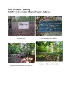 Silas Chandler Cemetery Salt Creek Township, Monroe County, Indiana Cemetery Sign  Silas Chandler Grave Marker