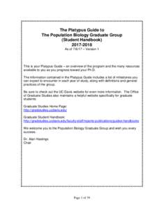 The Platypus Guide to The Population Biology Graduate Group (Student HandbookAs of – Version 1