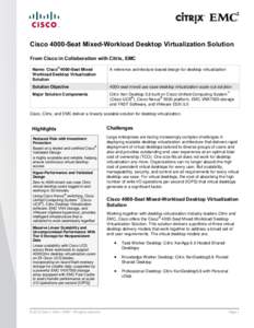 Cisco 4000-Seat Mixed-Workload Desktop Virtualization Solution From Cisco in Collaboration with Citrix, EMC ® Name: Cisco 4000-Seat Mixed Workload Desktop Virtualization