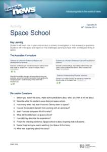 Episode 28 14th October 2014 Activity  Space School