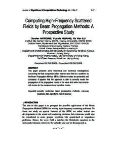 Journal of Algorithms & Computational Technology Vol. 4 No[removed]Computing High-Frequency Scattered Fields by Beam Propagation Methods: A