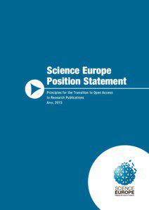 Science Europe Position Statement Principles for the Transition to Open Access