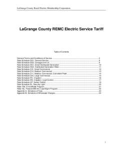 LaGrange County REMC Electric Service Tariff
