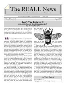 The official newsletter of the Rational Examination Association of Lincoln Land “It’s a very dangerous thing to believe in nonsense.” — James Randi Volume 8, Number 8  August 2000