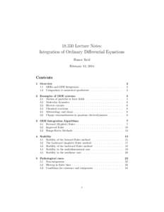 Lecture Notes: Integration of Ordinary Differential Equations Homer Reid February 13, 2014  Contents