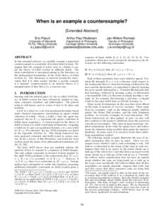 When is an example a counterexample? [Extended Abstract] Eric Pacuit Arthur Paul Pedersen