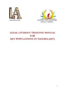 LAWYERS ALERT  ADVOCACY FOR JUSTICE AND EQUALITY NIGERIA  LEGAL LITERACY TRAINING MANUAL