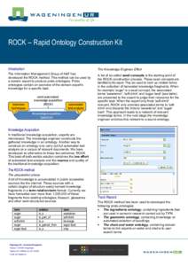 ROCK -- Rapid Ontology Construction Kit  Introduction The Knowledge Engineer Effort