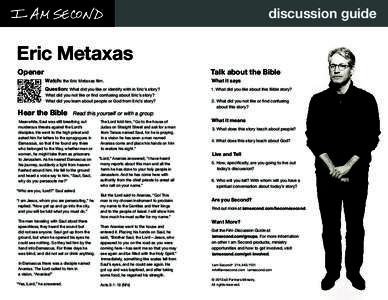 discussion guide  Eric Metaxas Opener  Talk about the Bible