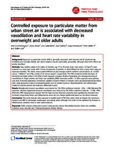 Controlled exposure to particulate matter from urban street air is associated with decreased vasodilation and heart rate variability in overweight and older adults