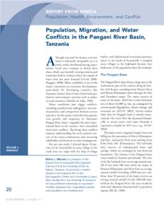 REPORT FROM AFRICA Population, Health, Environment, and Conflict Population, Migration, and Water Conflicts in the Pangani River Basin, Tanzania