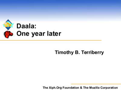 Daala: One year later Timothy B. Terriberry The Xiph.Org Foundation & The Mozilla Corporation