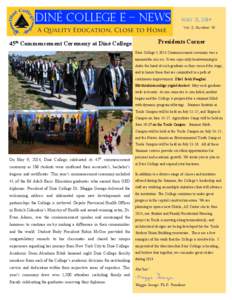 Diné College E – News A Quality Education, Close to Home May 21, 2014 Vol. 2, Number 10