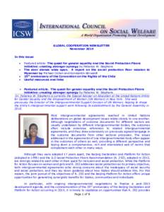 GLOBAL COOPERATION NEWSLETTER November 2014 In this issue:   