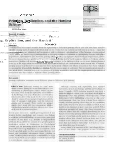 research-article2013 PPSXXX10.1177/1745691613513470CesarioPriming, Replication, and the Hardest Science  Priming, Replication, and the Hardest