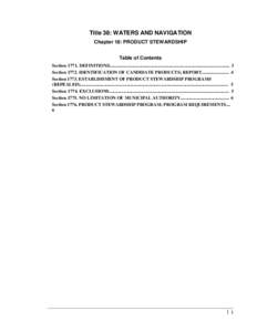 Title 38: WATERS AND NAVIGATION Chapter 18: PRODUCT STEWARDSHIP Table of Contents SectionDEFINITIONS.......................................................................................................... 3 Sect