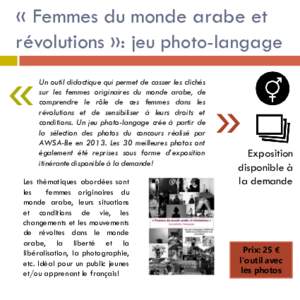 « Femmes du monde arabe et révolutions »: jeu photo-langage «  Un outil didactique qui permet de casser les clichés