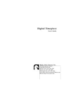 Digital Timepiece User’s Guide Mark of the Unicorn, IncMassachusetts Avenue
