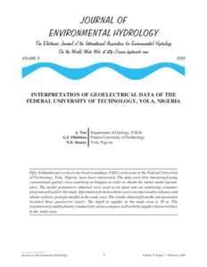 JOURNAL OF ENVIRONMENTAL HYDROLOGY The Electronic Journal of the International Association for Environmental Hydrology On the World Wide Web at http://www.hydroweb.com