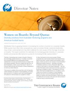 Director Notes  Women on Boards: Beyond Quotas Diversity practices from Australian mentoring programs and American football teams