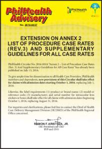 NoEXTENSION ON ANNEX 2 LIST OF PROCEDURE CASE RATES (REV.3) AND SUPPLEMENTARY GUIDELINES FOR ALL CASE RATES