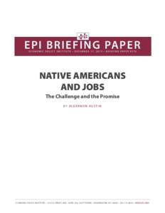 Native Americans and Jobs: The Challenge and the Promise | Economic Policy Institute