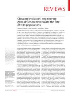 REVIEWS Cheating evolution: engineering gene drives to manipulate the fate of wild populations Jackson Champer*, Anna Buchman* and Omar S. Akbari