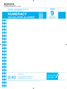 national assessment program literacy and numeracy NUMERACY  calculator ALLOWED