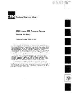 Binary Synchronous Communications / IBM 2780/3780 / Software / IBM System/3 / IBM / Operating system / Job control / BOS/360 / OS/360 and successors / Job scheduling / Computing / Remote Job Entry