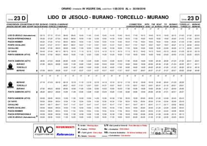 ORARIO timetable IN VIGORE DAL valid fromAL toLinea LIDO DI JESOLO - BURANO - TORCELLO - MURANO