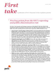 First take July 20, 2016  A publication of PwC’s financial services regulatory practice