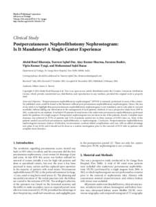 Postpercutaneous Nephrolithotomy Nephrostogram: 
Is It Mandatory? A Single Center Experience