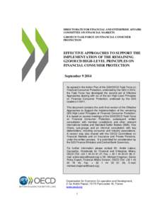 DIRECTORATE FOR FINANCIAL AND ENTERPRISE AFFAIRS COMMITTEE ON FINANCIAL MARKETS G20/OECD TASK FORCE ON FINANCIAL CONSUMER PROTECTION  EFFECTIVE APPROACHES TO SUPPORT THE