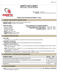 MSDS No: ESPRIX POLYKETONE-KETOPRIX™ EK23