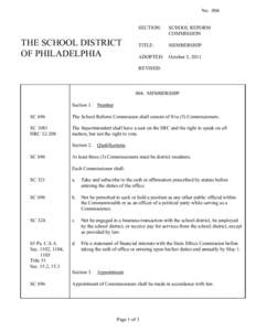 NoTHE SCHOOL DISTRICT OF PHILADELPHIA  SECTION: