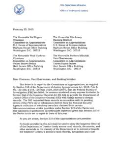 Letter from Inspector General Horowitz to Congressional Appropriations Committees Regarding Access to Information