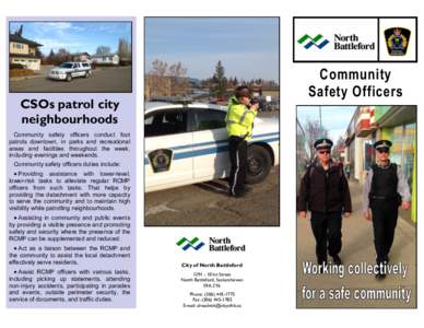 Community Safety Officers CSOs patrol city neighbourhoods Community safety officers conduct foot
