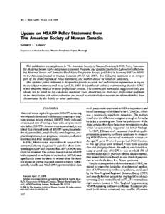 Update on ASHG Policy Statement on Maternal Serum Alpha-Fetoprotein Screening
