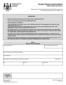 Financial Services Commission of Ontario Contact Person Authorization FSCO Family Law Form 3