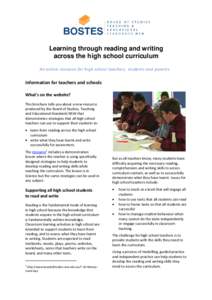 Brochure for teachers: Learning through reading and writing