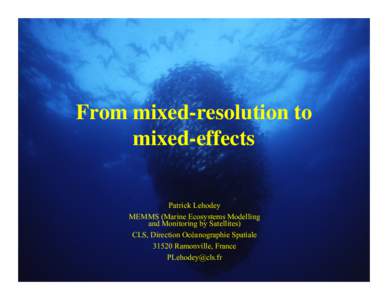 From mixed-resolution to mixed-effects Patrick Lehodey MEMMS (Marine Ecosystems Modelling and Monitoring by Satellites) CLS, Direction Océanographie Spatiale